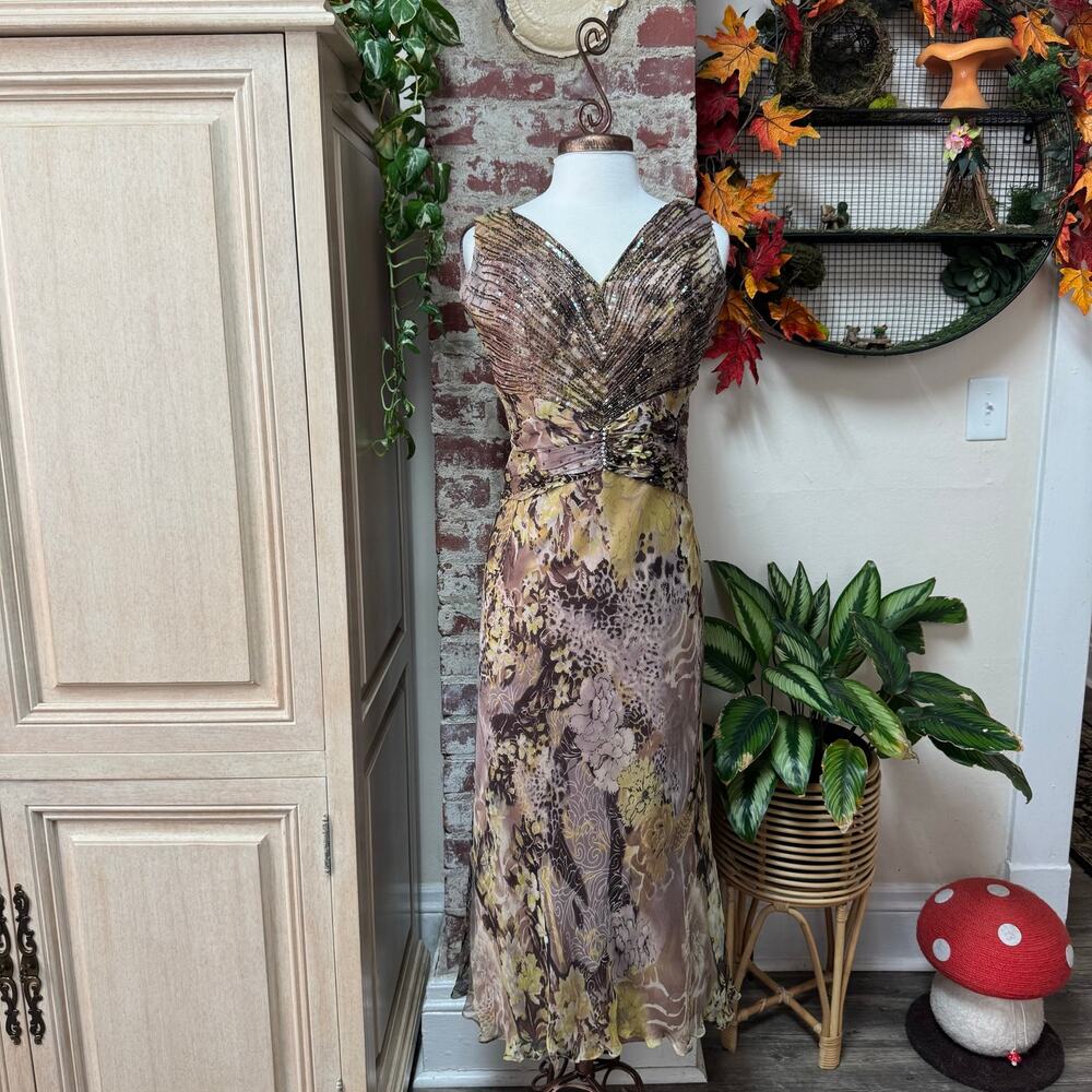 Vintage Y2K Silk Beaded Dress Shawl Set